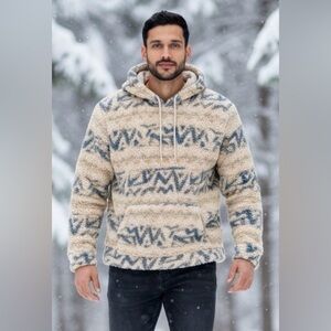 Brooklyn Cloth Men’s Textured Sherpa Fleece Long Sleeved Hoodie in S